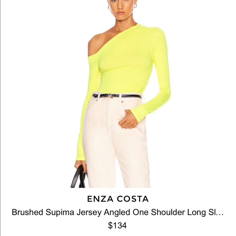Enza costa supima jersey angled one shoulder top xs